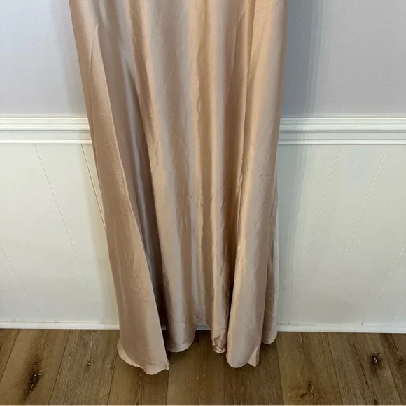 Show Me Your MuMu Women's Faith Maxi Dress in Champagne Luxe Satin Size L  NWOT